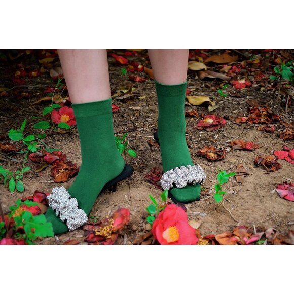 Women 5 Pairs Forestgreen Crew Thin Ankle Height Anti Odor Soft Ankle Socks - Picture 5 of 6